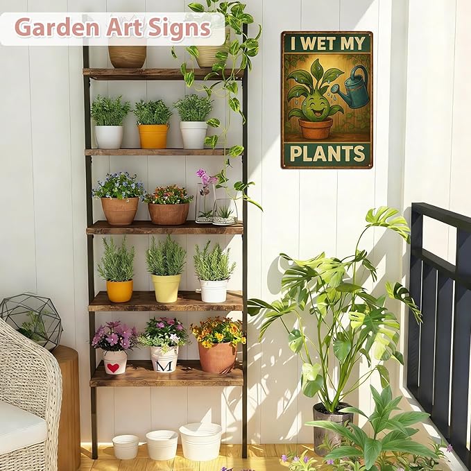 MAMAGIFTREE Funny Garden Signs Outdoor Decor Christmas Gifts for Plant Lovers 8x12 Inch Metal Signs -I Wet My Plants, Gardening Gifts for Women Garden Decor, for Yard Patio Shed Outdoor Indoor Decor