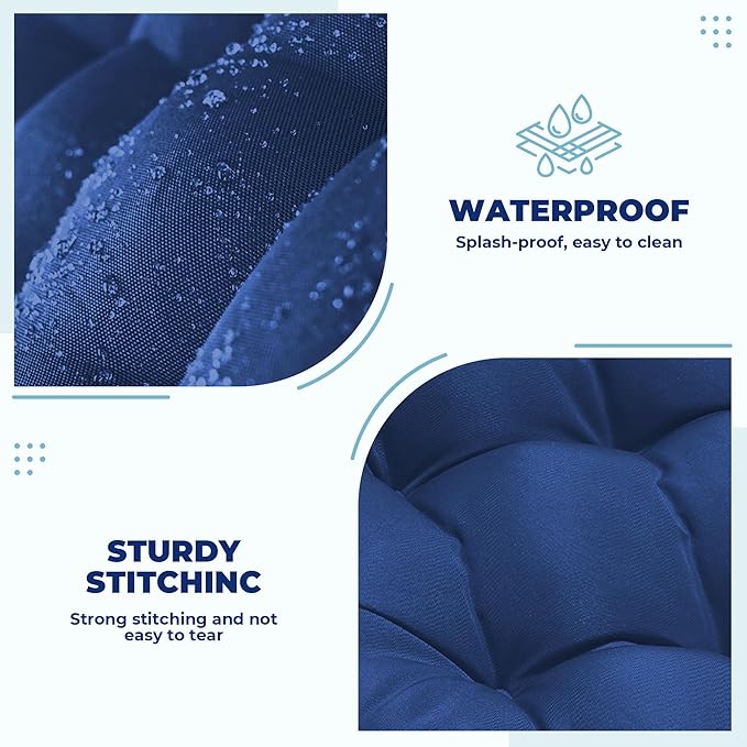 Wicker Chair Cushions of 5 Pieces, Waterproof Outdoor Loveseat Cushion for Wicker Furniture, 1 Love Seat Cushion, 2 U-Shape and 2 Lumbar Pillows for Patio Furniture (Blue)