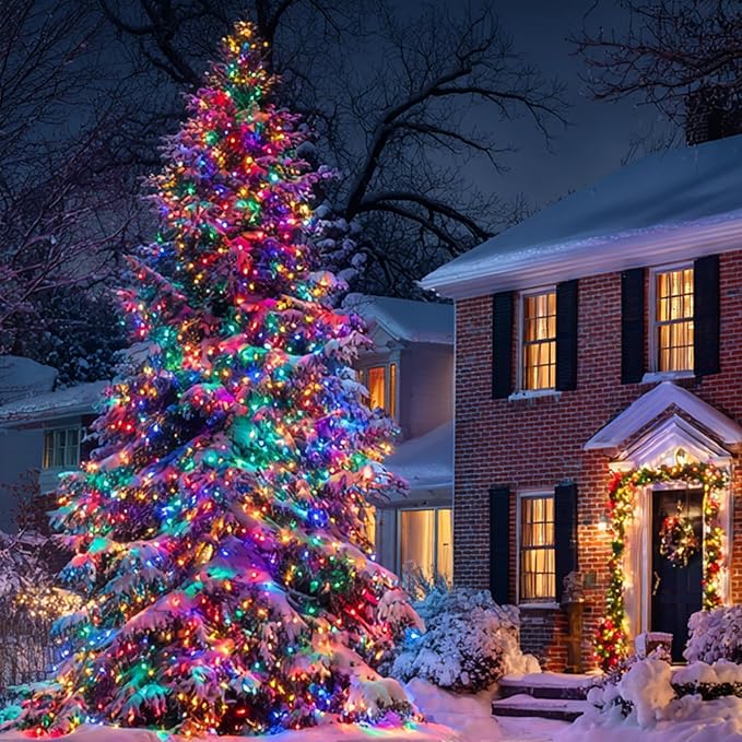 Christmas String Lights Outdoor, 328 FT 1000 LED Waterproof String Lights Green Wire with 8 Modes Timer, Christmas Decoration for Indoor Yard Tree Wedding Party Holiday, Multi-Colored
