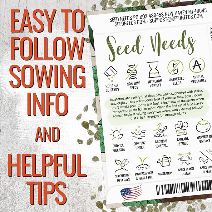 Seed Needs Tomato Seeds for Planting Black Cherry Tomatoes - Non-GMO Heirloom & Untreated Indeterminate Variety to Plant a Home Grown Outdoor Vegetable Garden (1 Pack)