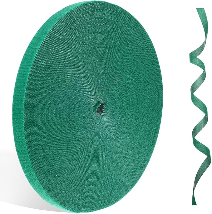 82ft Plant Tape, 1/2inch Reusable Garden Tie Green Tape Adjustable Nylon Plant Tie Strap Garden Twist Ties for Climbing Plants, Tomato, Flowers, Vines, Trees (75 Ft X 1/2 in)
