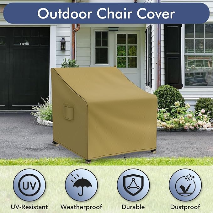 Adirondack Chair Covers Waterproof, Lawn Outdoor Chair Covers 2 Pack, Patio Chair Covers for Outdoor Furniture Fits up to 32W x 37D x 36H inches, Khaki
