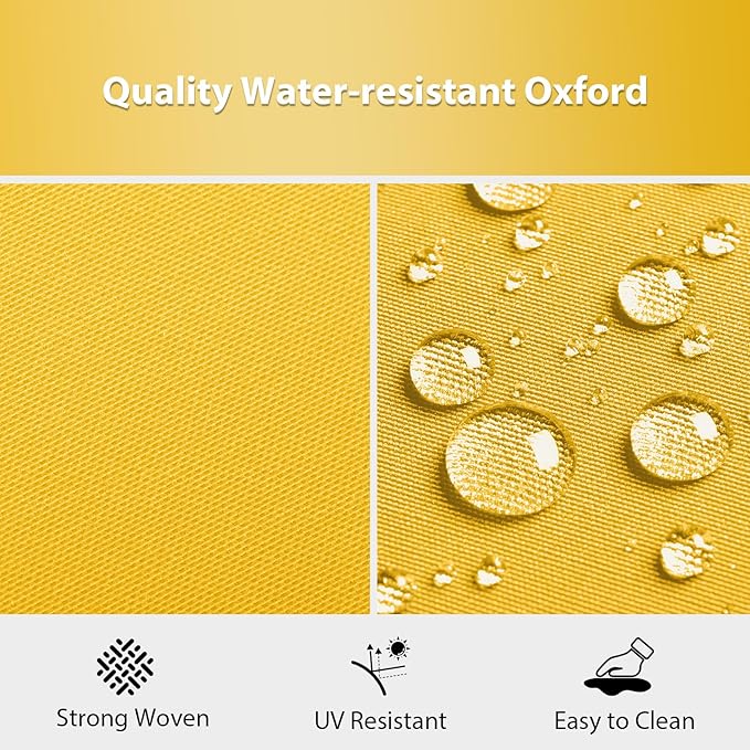 Outdoor Chair Cushions Set of 4, 17 x 16 Inch Patio Chair Cushions for Outdoor Furniture, Water Resistant, Non-Slip Ties (Yellow)