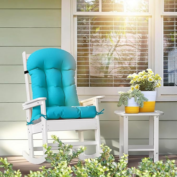 Adirondack Chair Cushion, Extra Thick High Back Rocking Chair Cushion 47x19.6x4 Inch, Folding Patio Pads with Ties, Waterproof & Fade-Resistant Seat Pads Indoor/Outdoor (Blue, 1)