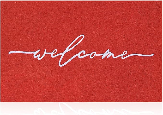 AAZZKANG Red Door Mat 36"x24" with Non Slip Rubber Backing Outside Inside Large Welcome Mats for Front Door Easy to Clean Doormat for Patio,High Traffic Areas