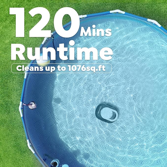 [2026 New] TALOSBO S1 PRO Cordless Pool Vacuum – Powerful Robotic Cleaner for Above-Ground Pools up to 1076 Sq.ft, 120-Min Runtime, 2.5H Fast Charging, Smart Auto-Parking Design