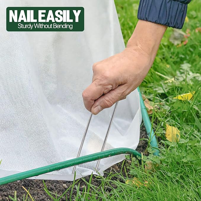 Landscape Staples 4 Inch 50 Pack Galvanized Garden Stakes Anti-Rust Landscape Pins for Weed Barrier Fabric, Artificial Turf and Landscape Fabric