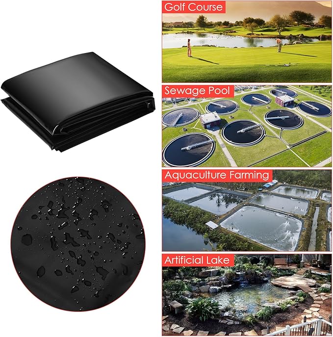 Garvee 10x10 ft Pond Liner, 45 Mil Thickness, Pliable & Durable EPDM Material, Easy Cutting & UV Resistant, for Fish or Koi, Features, Waterfall Base, Fountains and Water Gardens