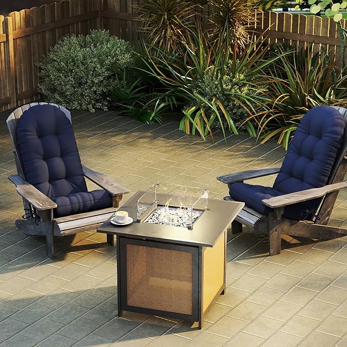 Outdoor Adirondack Chair Cushion, 50x21x4 Inch Rocking Chair Cushions, High Back Patio Soft Seat Pad with Ties, Indoor Outside Use, Fade-Resistant & Waterproof, Dark Blue