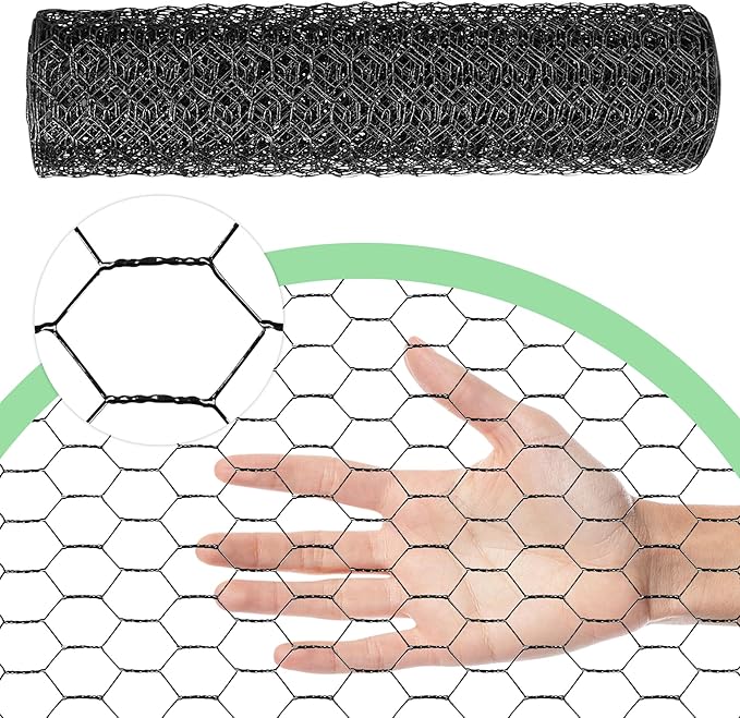 Chicken Wire 15.7 in x 237 in Poultry Wire Netting Hexagonal Galvanized Mesh Garden Fence Barrier for Pet Rabbit Chicken Fencing with 100 Pcs Cable Zip Ties(PVC-Coated)