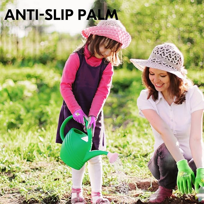 Vgo... 1-Pair Age 7-9 Kids Gardening Gloves, Children Yard Work Gloves, Soft Safety Rubber Gloves (XS, Purple, KID-RB6013)