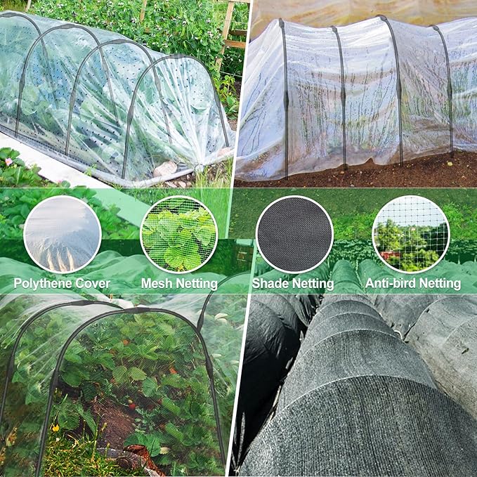 FOTMISHU 8pcs Garden Hoops for Raised Beds, 37.4"x 27.5" Greenhouse Hoops for Row Cover Garden Netting, Rust-Free Garden Tunnel, Reuseable Gardening Supplies for Plants (8pcs L- 37.4"x 27.5")
