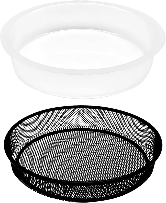 2 Pcs 7 Inch Metal Round Bird Feeder Tray and Plastic Bird Bath Bowl, Wild Birds Seed Tray Bath Water Bowl Outdoor Accessory for Humming Feeder Station (2)