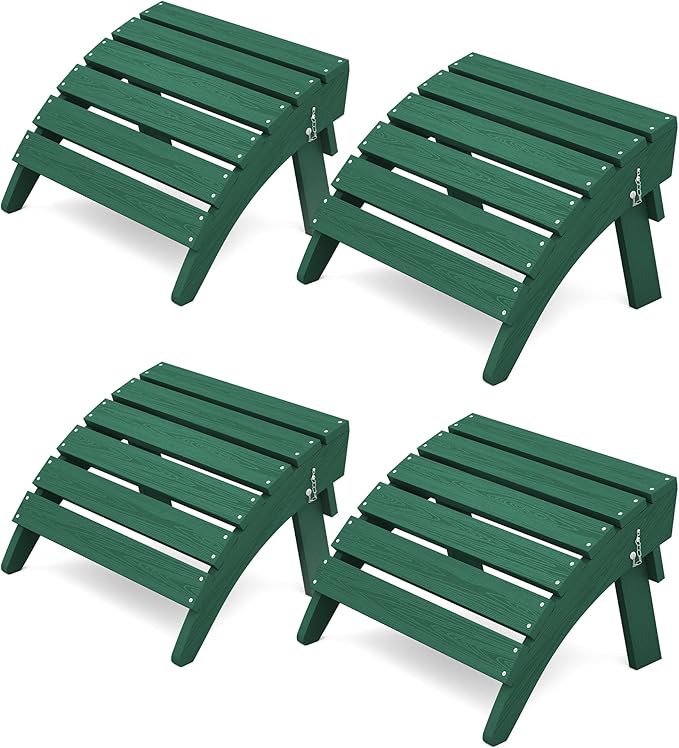 KINGYES Folding Adirondack Ottomans Set of 4 for Adirondack Chair, Green
