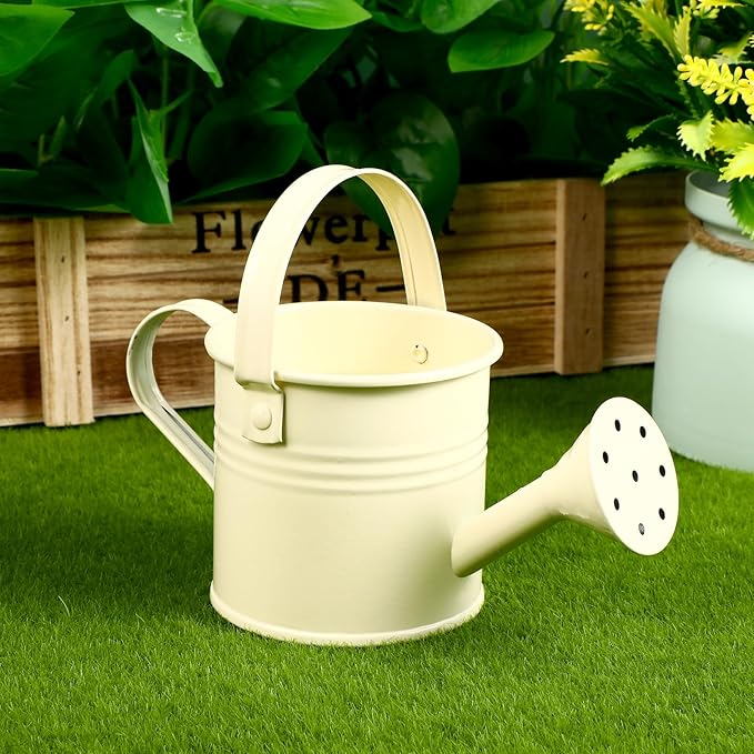Cabilock 5.9 Inch Kids Tin Watering can Metal Sprinkler Kettle Lightweight for Indoor Outdoor Gardening Easy Grip