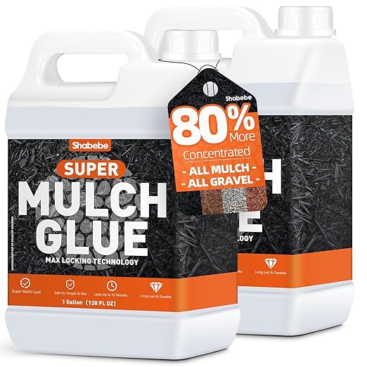Mulch Glue for Landscaping, 2Gallon Rock Glue, Fast-Dry Non-Toxic Weather-Resistant Strong Gravel Binder, Pine Straw Outdoor Strong Pebble Gravel Hold for Garden, Mulch Lock and Pea Gravel