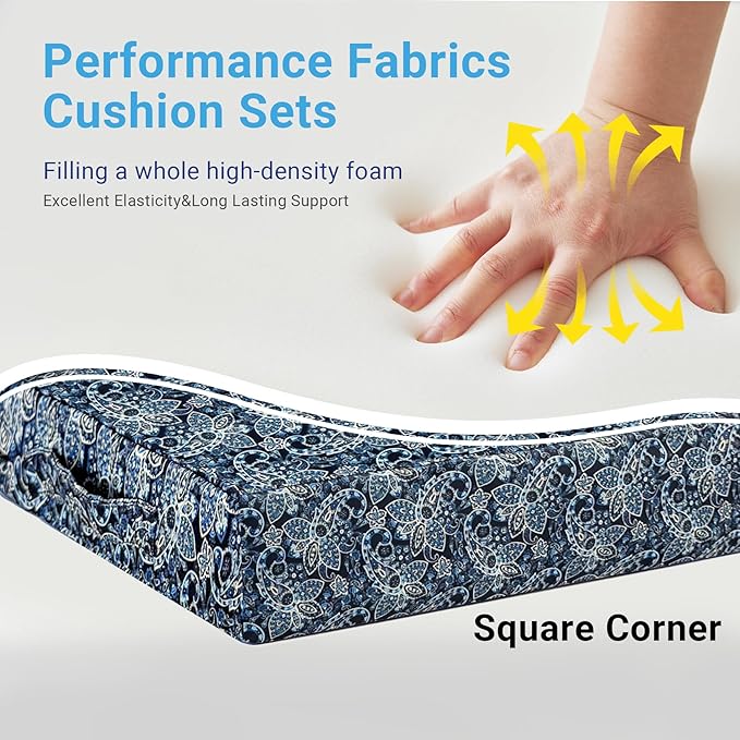 Outdoor Cushions for Patio Furniture,Outdoor Seat Cushion Set 24 x 24 x 4 Inch,Waterproof & Fade Resistant Outdoor Chair Cushions,Deep Patio Chair Cushion with Removable Cover,Green Paisley