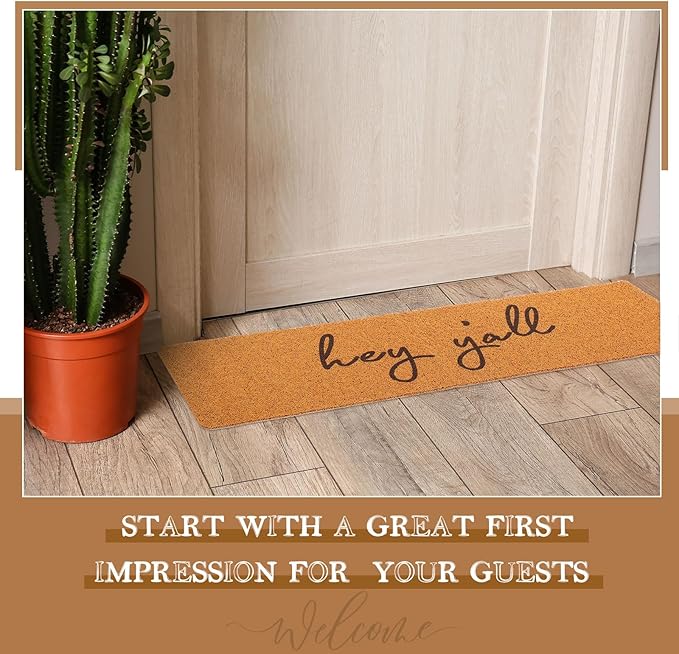 Long Doormat 48''x16'' Front Door Mat for Entrance Inside Outdoor Large Decorative Door Rug Welcome Mat for Outside Home Entry(Hey Y'all,Yellow)