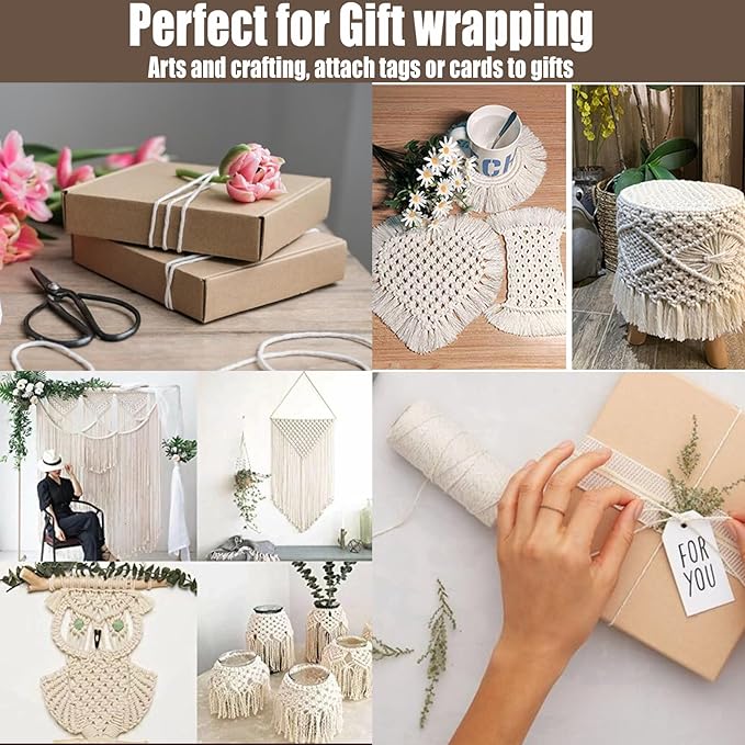 Twine String White, 1312 Feet Butchers Twine for Crafts Garden String Kite Garden for Gardening for Climbing Plants