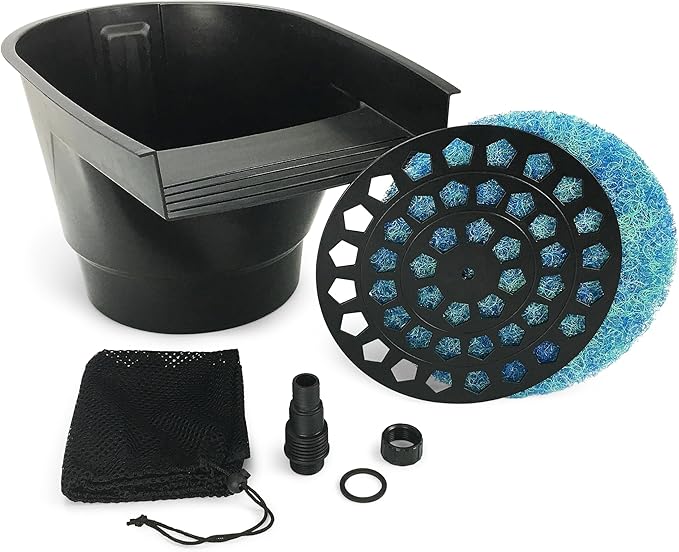 Aquascape Pond Filter and Waterfall Spillway, Efficient Mechanical and Biological Filtration, Compact | 77020,Black