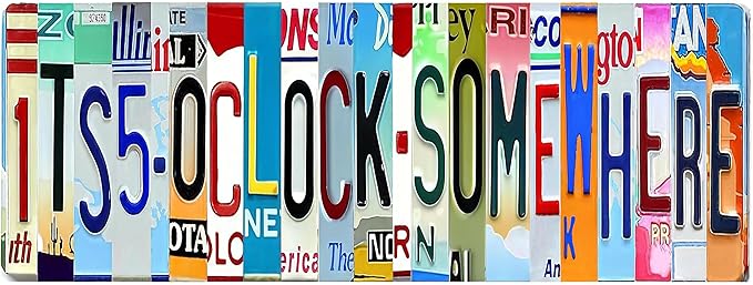 Its 5 O'Clock Somewhere Sign(6x16in) Funny Metal Tin Sign Outdoor Bar Accessories Vintage Surfboard Decor Street Signs For Bar Signs For Home Bar Man Cave Garage Home Basemen Decor