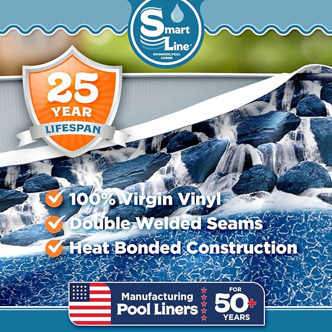 Lake Effect Pools 'Galleria' 15 ft Round Above Ground Swimming Pool | 52 Inch Steel Side Walls | Kit Includes: 25 Gauge Overlap Liner & Widemouth Skimmer