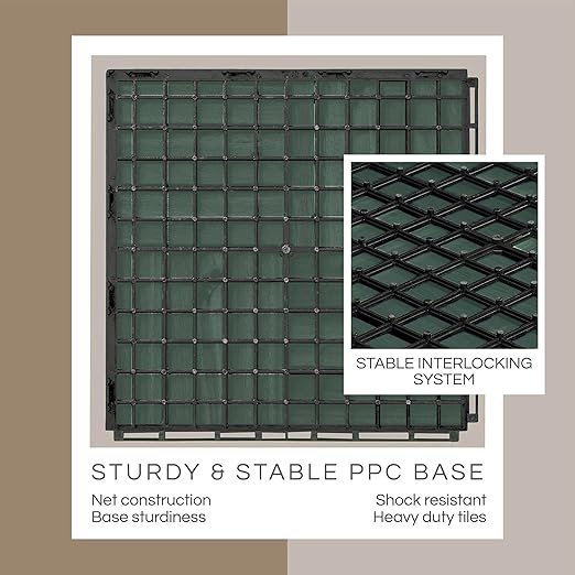 10 Pcs Deck Tiles, Patio Flooring - Outdoor Waterproof Acacia Wood Tiles for All Weather Use - Balcony, Backyard, Indoor & Outdoor (Knysna Green, 10 Square Ft)