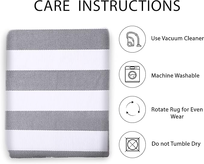 IOHOUZE Grey White Striped Rug -3X5 Front Door Mats Outdoor,Washable Rug for Front Porch Decor,Spring Summer Welcome Mats Outdoor Indoor, Doormat for Farmhouse/Entryway/Home Entrance