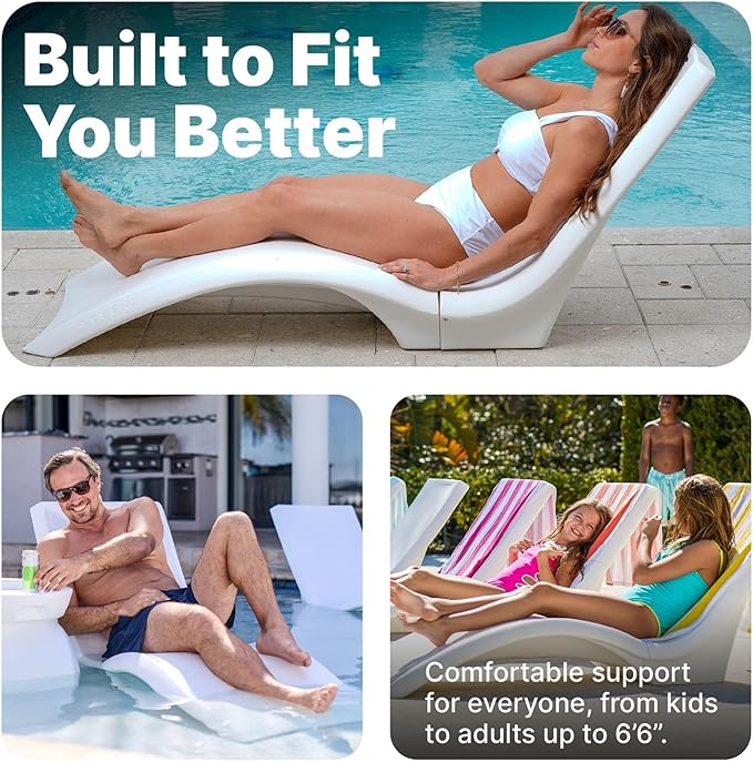 Step2 Vero Pool Lounger, Fade-Resistant, Waterproof Patio Furniture, Pool Lounge Chair for Sun Shelf, Use in Pools with Shelves Up to 9-Inches Deep or Outside Pool Deck, Weighted, White