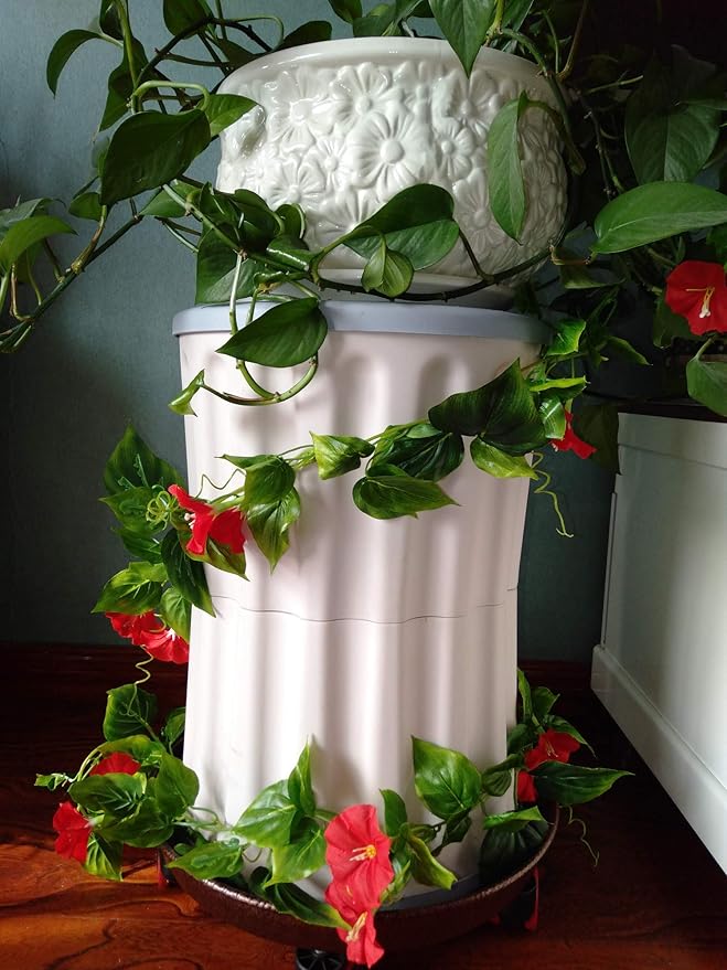 AirSun Artificial Morning Glory Flower Vines, 2pcs 15Feet Hanging Plants Silk Garland Fake Green Plant Home Garden Wall Fence Indoor Outdoor Wedding Birthday Decor