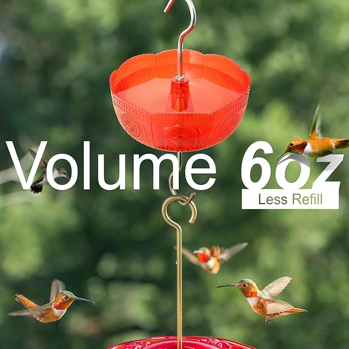 Ant Moat for Hummingbird Feeders, (4 Pack, 6 OZ) Vintage Style Humingbird Feeder Parts Ant Guard & Stopper(Red)