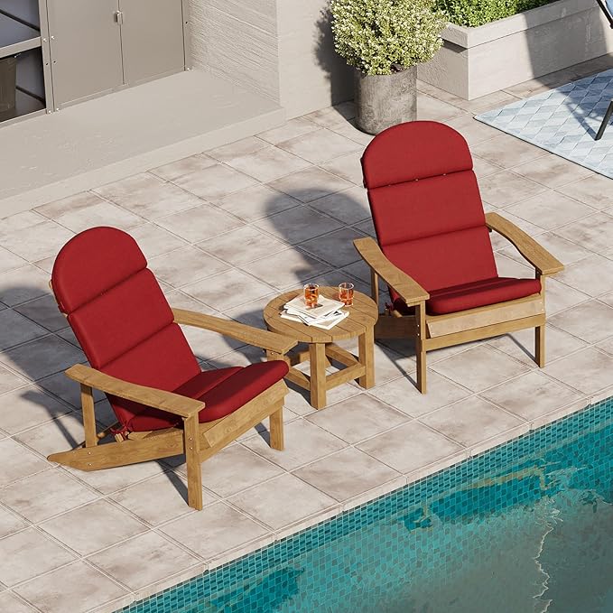 Crestlive 50x19.6 Inch Adirondack Chair Cushion Set of 2, Water Repellent, Fade Resistant, High Back Outdoor Rocking Chair Cushion for Patio, Chili