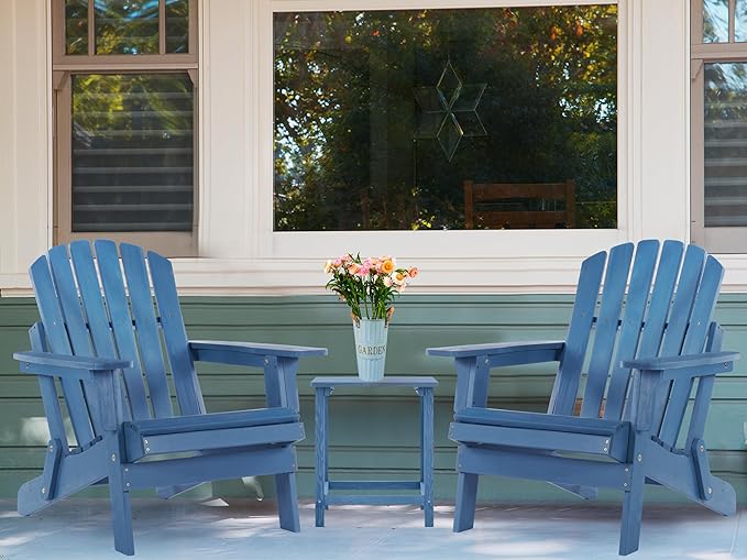 Oversized Wooden Folding Adirondack Chair with Pre-Assembled Backrest and Seat Board, Lounge Chair for Outdoor Patio Garden Lawn Backyard Firepit Deck Pool Beach