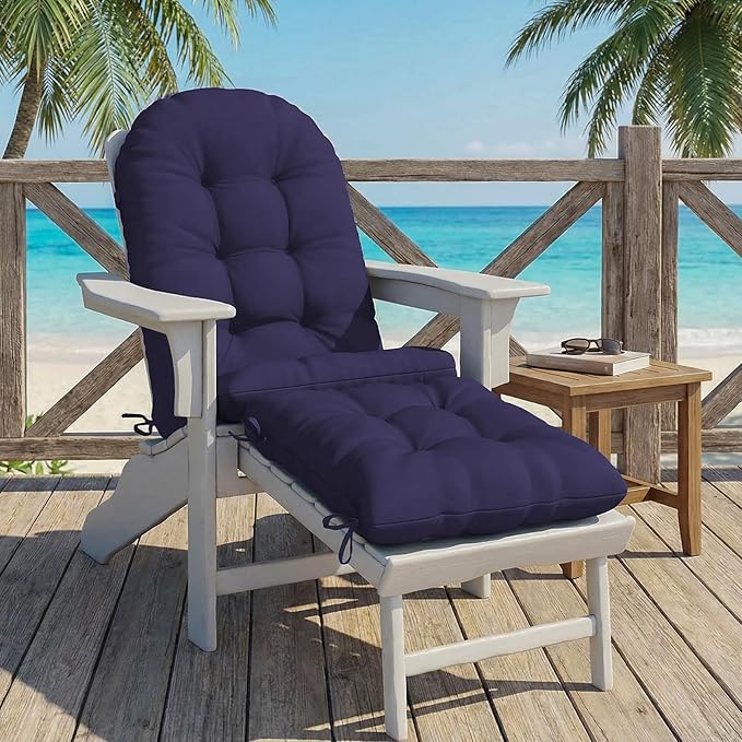 mudilun Adirondack Chair Cushion with Ottoman Cushion Outdoor Tufted Waterproof Lounge Cushion Anti-Slip Thickened High Back Patio Seat Pads (Custom Colors)