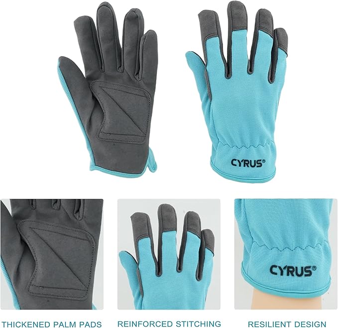 CYRUS Gardening Gloves – Breathable Puncture-Resistant Work Gloves for Men & Women, Multi-Scene Use for Gardening, DIY, Construction & Outdoor Tasks (Blue)