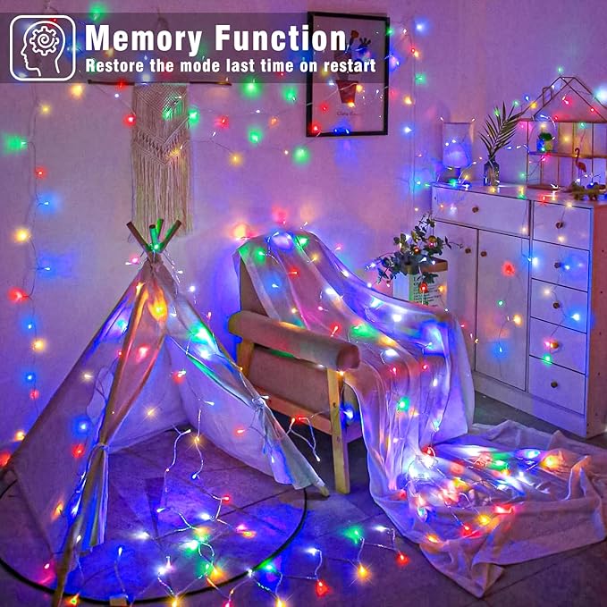 132FT 400 LED Outdoor String Lights, Connectable Christmas Lights Indoor Waterproof with 8 Modes, Plug in Twinkle Fairy Lights Clear Wire for Easter Bedroom Home Wedding Yard Decorations, Multicolor