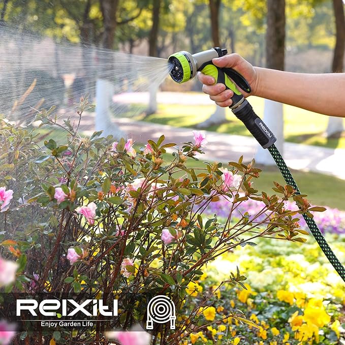 Relxitl Garden Hose, Flexible Water Hose, Ultra Lightweight Non-Expanding hose with 10 Function Sprayer, Leak proof, Pressure Resistant for Yard, Outdoor (Green, 75FT)