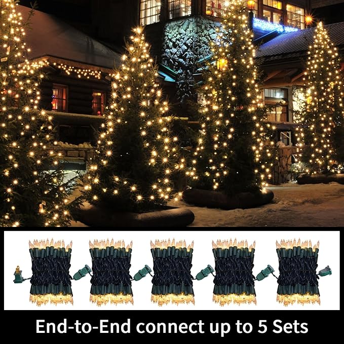 LAMPHOME Clear Christmas String Lights 100 Count 19.6Ft Incandescent Bulb Warm White Mini Lights for Indoor Outdoor Xmas Tree Garland Birthday Wedding Party Festival Decoration, Green Wire