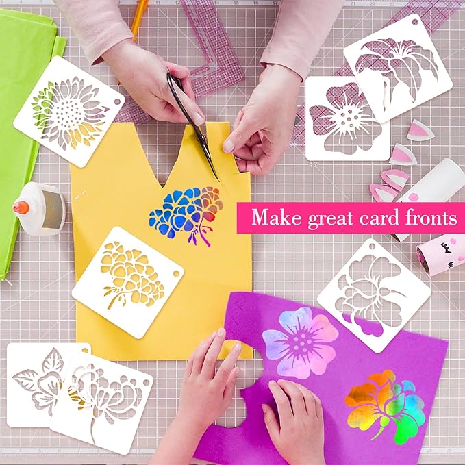20 Pcs 2.95 Inch Flower Stencils for Crafts, Rock Painting, Home Decor
