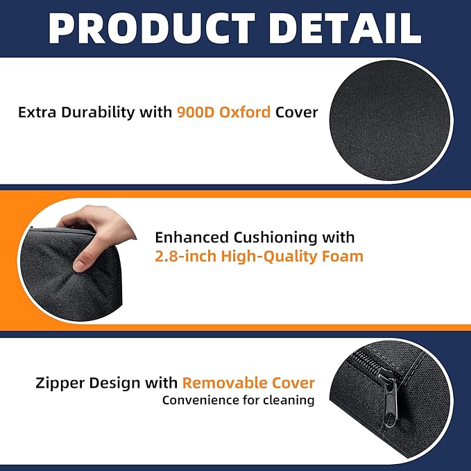 Extra Thick Stadium Seat Cushion – Waterproof 2.8" Bleacher Cushions for Adults - 2-Pack Portable Bleacher Seat Cushion - Lightweight Stadium Seat Pads - Boat & Outdoor Bench Cushion Pad