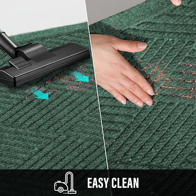 Sturdy Front Door Mat, Absorbent Muddy Dirt Resist Welcome Door Mats Outdoor Indoor, Stain and Fade Resistant, Non-Slip Rubber Backing Low Profile Doormat for Entryway, 47×32, Green