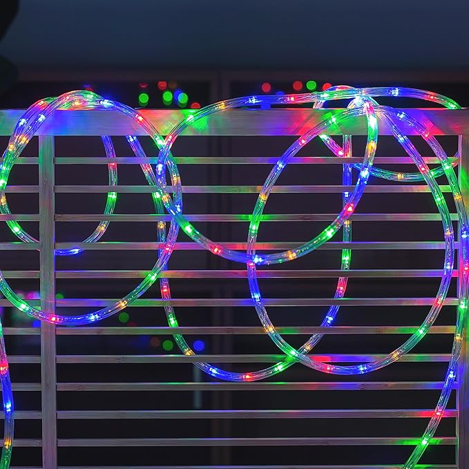 Waterproof LED Rope Lights, Connectable & Flexible with 8 Modes, Outdoor Lighting for Deck, Garden, Pool, Patio & Christmas Decor (Multicolor, 100ft)