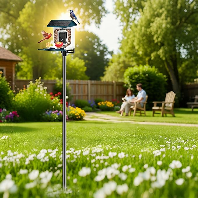Bird House Pole Stand 79", Dia 1 Inch Smart Bird Feeder Pole, Feeding Station for Outdoors Heavy Duty, Compatible Post Mount