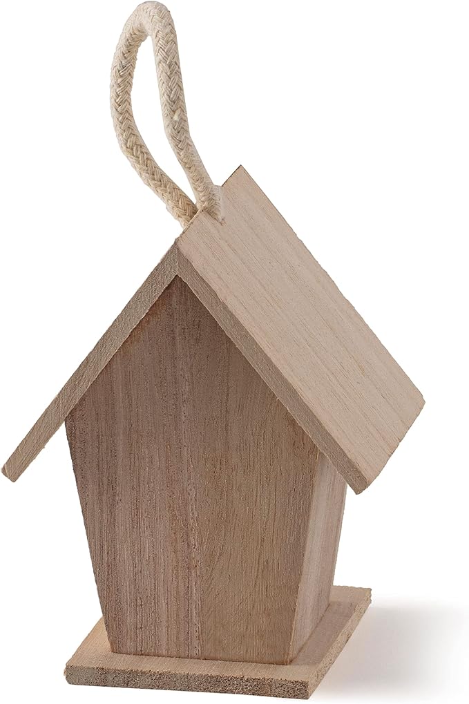 Make Market 4.3" Traditional Birdhouse - Unfinished Hanging Birdhouse Made of 100% Wood, Outdoor Nesting Boxes - Bulk 12 Pack