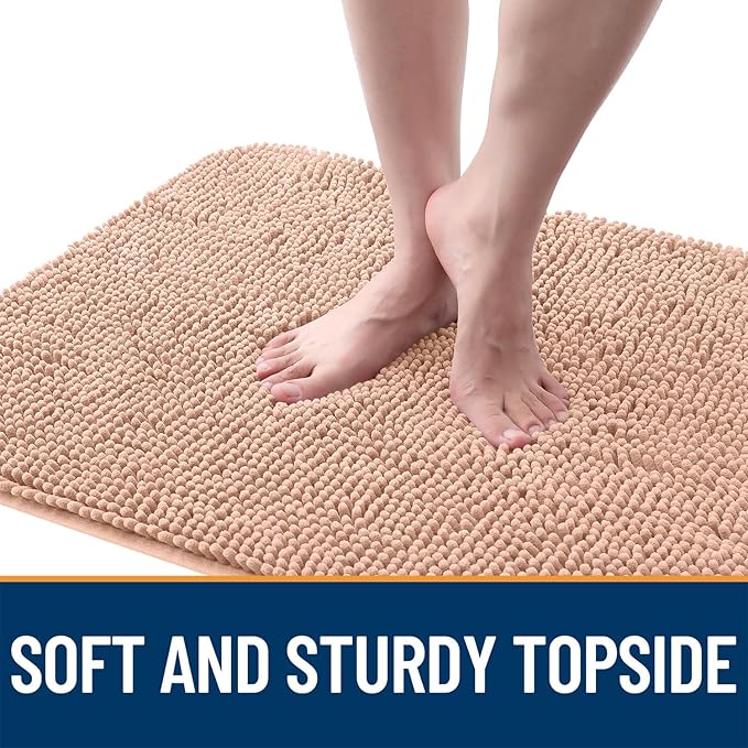 OLANLY Dog Door Mat for Muddy Paws 59x32, Absorbs Moisture and Dirt, Absorbent Non-Slip Washable Doormat, Quick Dry Chenille Mud Mat for Dogs, Entry Indoor Entryway Carpet for Inside Floor, Peach