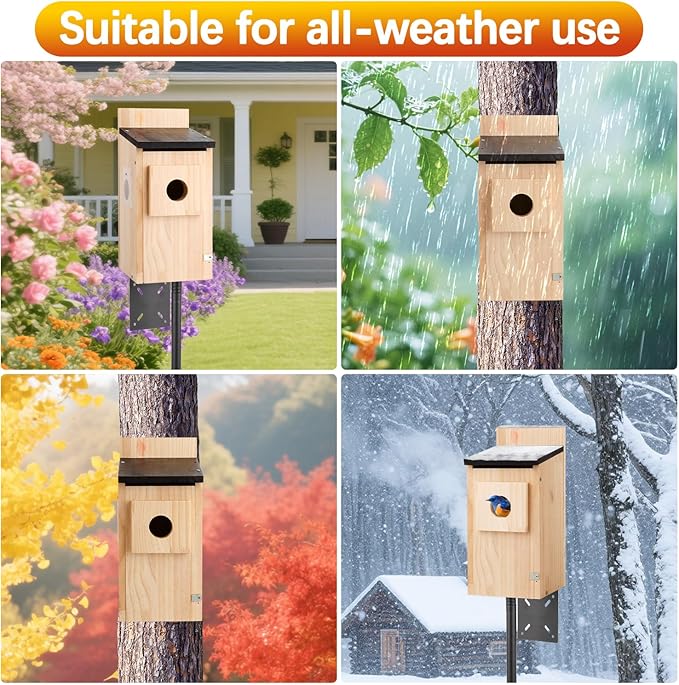 Birdhouse, Bird Houses for Outside, Weatherproof Bird House for Outdoors Cedar Bluebird House with Natural Wooden, Sturdy Nest Box for Chickadees, Titmice, Cardinals, Wrens