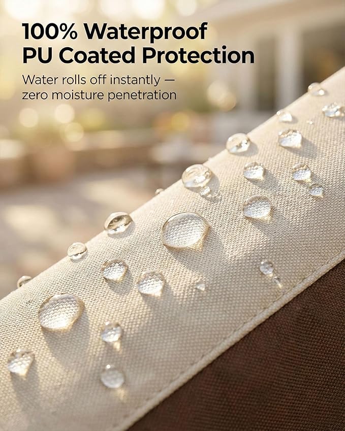 Waterproof Patio Chair Covers, 26W x 27D x 34.3H inches Heavy Duty Outdoor Furniture Protection Cover Weather Resistant 600D Oxford 2-Pack, Beige and Brown