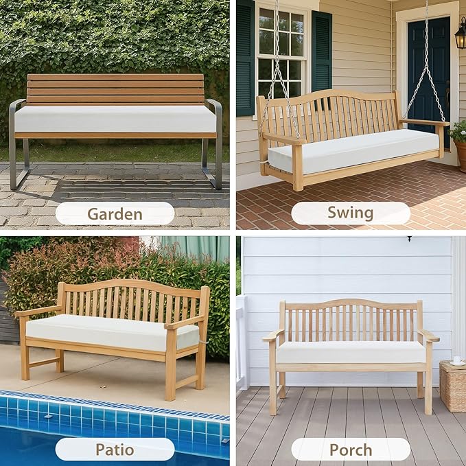 Outdoor Wicker Patio Bench seat Cushions, Durable Anti-Slip Waterproof Garden Thick Bench Cushions for Outdoor Indoor Furniture Beige.