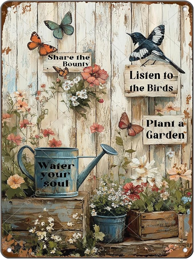 Funny Garden Tin Sign Plant A Garden Metal Signs Wall Decor for Yard Fence Outdoor 16x12 Inch
