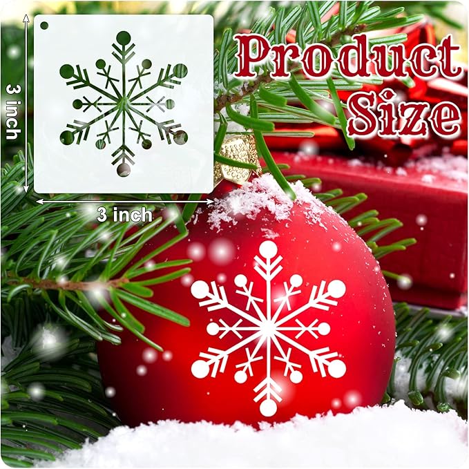 Marspark 66 Pcs Spring Easter Small Stencils for Crafts Reusable 3 Inch Stencils for Painting on Wood DIY Craft Paint Template for Wall Home Decor Card Rock Canvas Drawing Holiday (Snowflake)